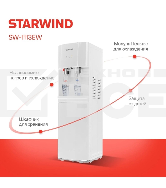Кулер Starwind SW-1113EW напольный электронный белый