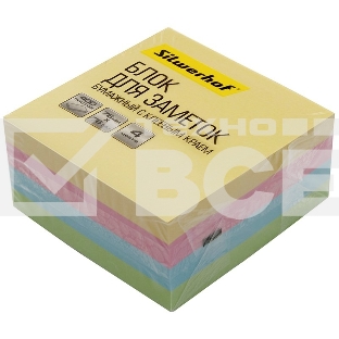 Блок самоклеящийся бумажный Silwerhof Daily 76x76мм 400лист. пастель 4цв.в упак.