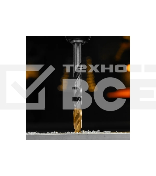 Сверло спиральное по металлу Denzel 12 x 151мм, Р6М5, Golden Tip, многогранная заточка