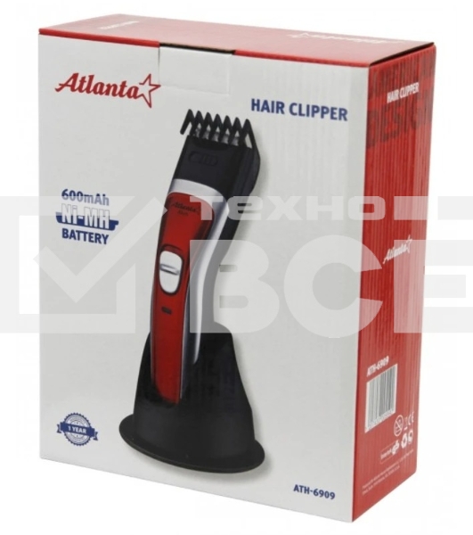 Машинка для стрижки Atlanta ATH-6909 (красный) аккумуляторная