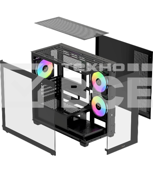 Корпус Ocypus Gamma C52 BK ARGB, Mini-Tower, чёрный, 3 x 120 мм