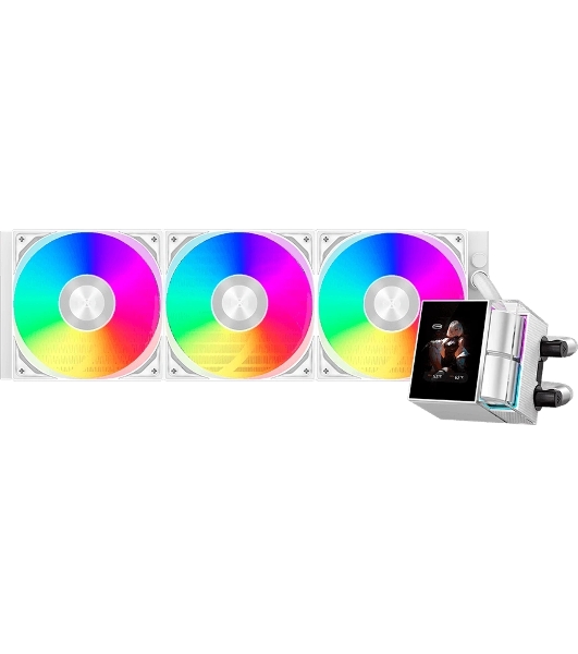 Система водяного охлаждения PcCooler DS360 Display ARGB Soc-AM5/AM4/1200/1700/1851 белый 4-pin 39.8dB Al LCD 310W Ret (DS360-WHAWXY-GL)