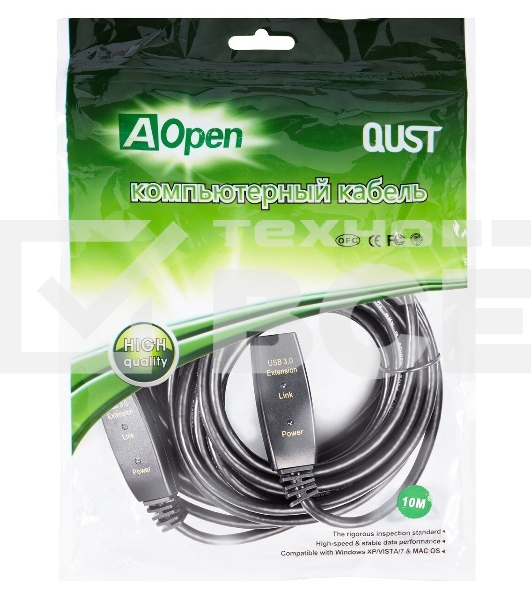 Кабель-адаптер USB3.0-repeater Aopen, удлинительный активный <Am-->Af> 10м