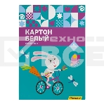 Картон белый Silwerhof белый мелов. 8л. 1цв. A4 Зайка 230г/м2 1диз. обл.мел.картон папка, фото 1