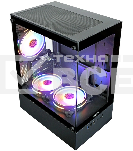 Компьютерный корпус Ginzzu CL475 mATX FAN 3*12LC4 передняя панель Стекло