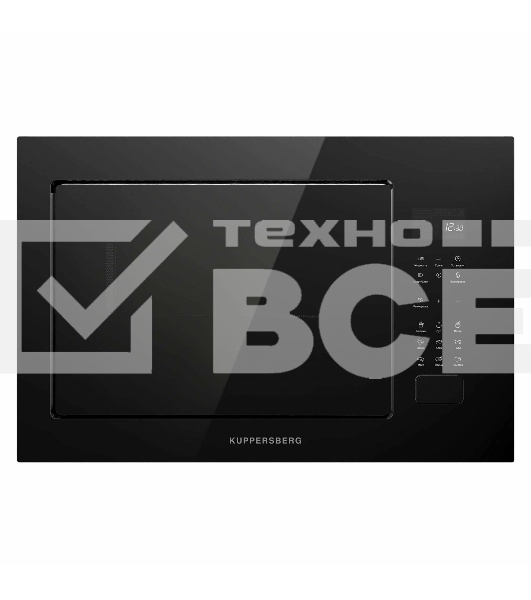 Микроволновая печь встраиваемая Kuppersberg HMF 627 B, High-Tech, 25 л, мощность 900 Вт (мощность гриля 1200 Вт), кварцевый гриль, 5 уровней мощности, 8 автоматических программ, размораживание, сенсорное управление, дисплей, черный