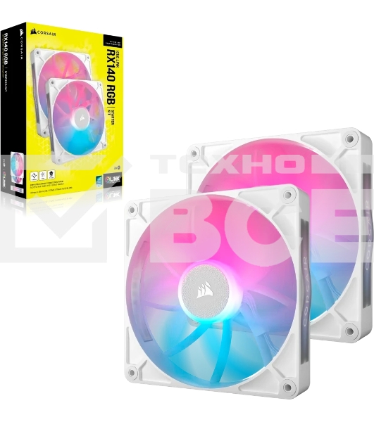 Вентилятор для корпуса Corsair iCUE LINK RX140 RGb (140x140x25мм, 4-pin PWM, RGb, 94.7CFM, 36dBA, 1700RPM, белый, 2pcs)