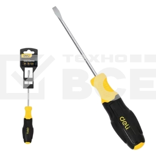 Отвертка шлицевая Deli DL6331501N 3х150мм сталь Cr-V, двухкомпонентная прорезиненная рукоять