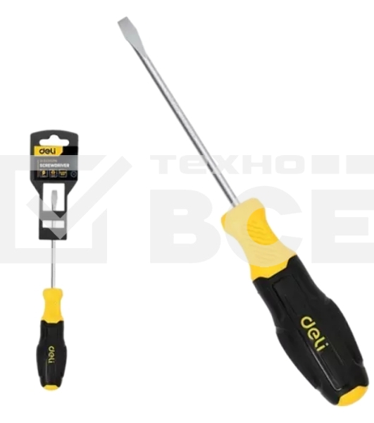 Отвертка шлицевая Deli DL6331501N 3х150мм сталь Cr-V, двухкомпонентная прорезиненная рукоять