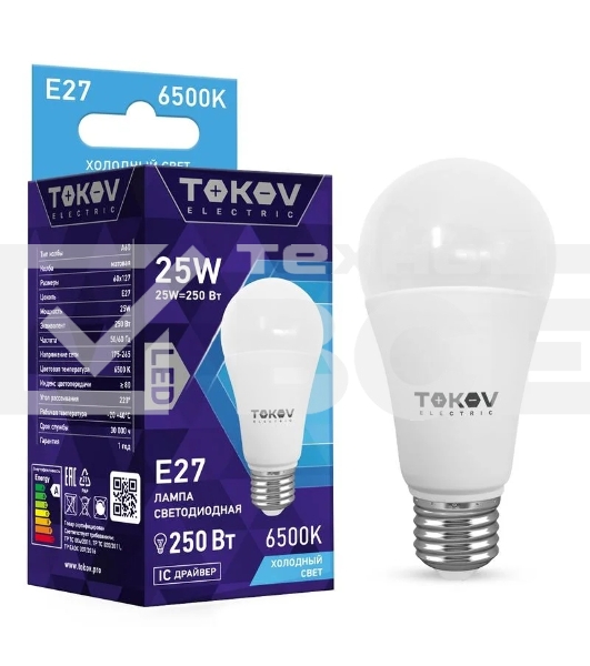 Лампа светодиодная TOKOV ELECTRIC 25Вт А60 6500К Е27 176-264В
