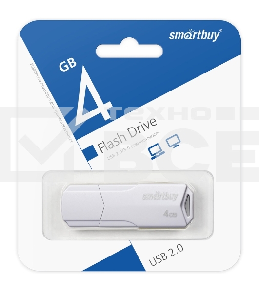 Флеш диск SmartBuy 4GB CLUE White (SB4GBCLU-W)