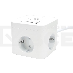 Сетевой фильтр Cablexpert Cube CUBE-3-CU3-W-1.5, 3р, 10А, 1xType-C PD, 3xUSB, 1.5м, ур.защиты 4+, белый, коробка, фото 1