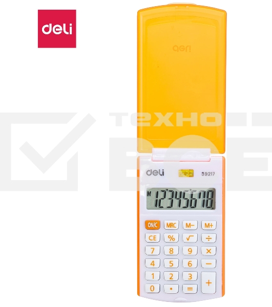 Калькулятор карманный Deli E39217/OR оранжевый 8-разр.