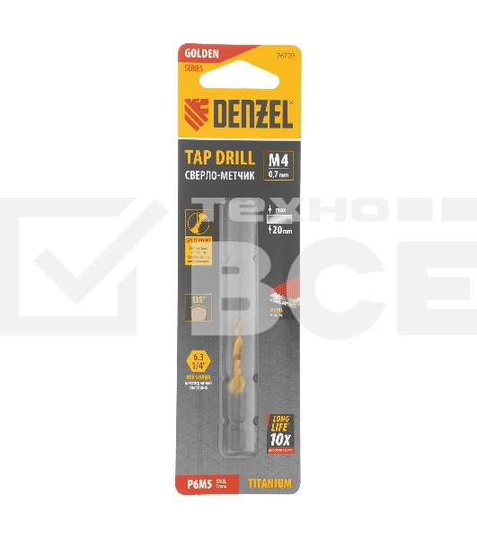 Сверло-метчик Denzel М4 х 0,7 мм, Р6М5