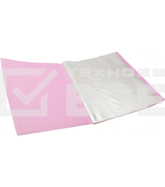 Папка-портфолио с 40 прозрачными вкладками Silwerhof Create SCR-P40PIN A4, пластик, 0.7мм, карман на лицевой стороне, розовый