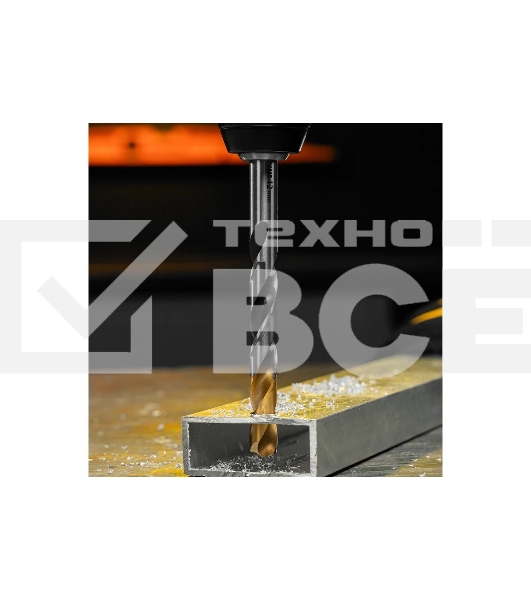 Сверло спиральное по металлу Denzel 12 x 151мм, Р6М5, Golden Tip, многогранная заточка