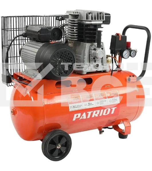 Компрессор Patriot поршневой ременной PTR 50-360I, 360 л/мин, 10 бар, 2200 Вт, 50 л, быстросъемный 1/4
