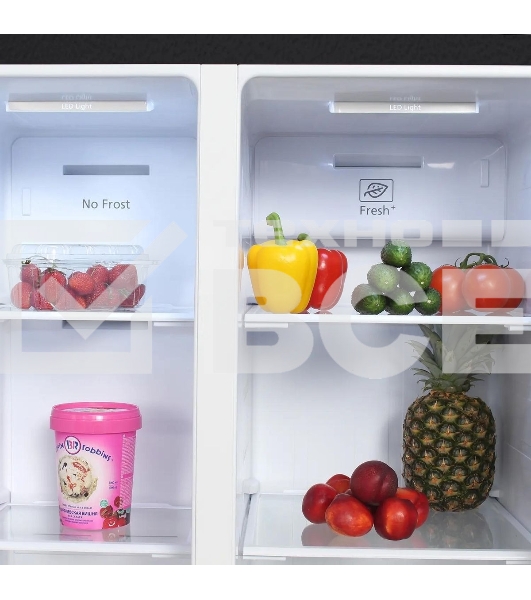 Холодильник Hyundai CS4505F черная сталь двухкамерный Side by Side 271/165л морозилка сбоку