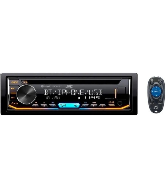 Автомагнитола JVC KD-T902BT, 1 DIN, CD, Bluetooth, USB Type-A, AUX, пульт ДУ, съёмная панель