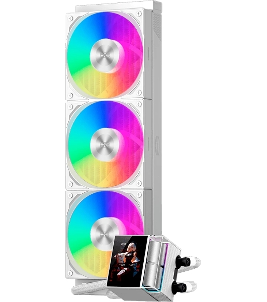 Система водяного охлаждения PcCooler DS360 Display ARGB Soc-AM5/AM4/1200/1700/1851 белый 4-pin 39.8dB Al LCD 310W Ret (DS360-WHAWXY-GL)