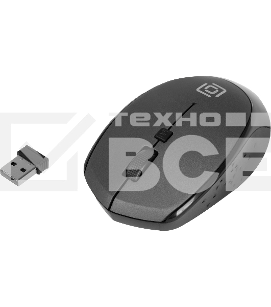 Мышь беспроводная Oklick 488MW серый/черный, 1600 dpi, радиоканал, USB, кнопки - 4