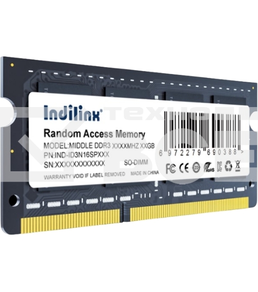 Оперативная память Indillinx, DDR3, 8GB (1x8 GB), 1600 MHz, CL11, SO-DIMM