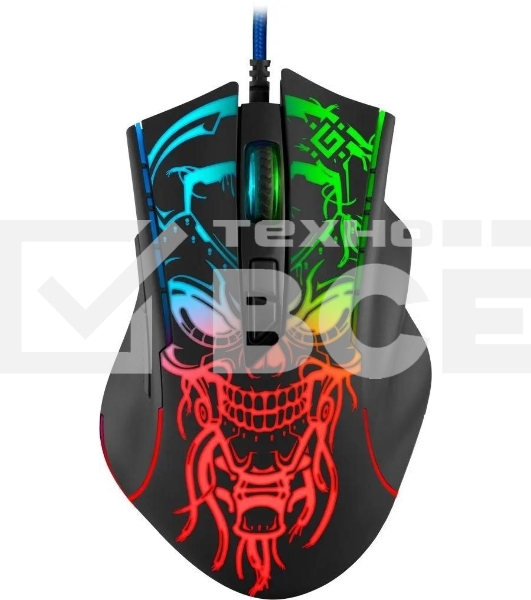 Мышь проводная Defender Bulletstorm GM-928 черный, 7200 dpi, USB, кнопки - 7