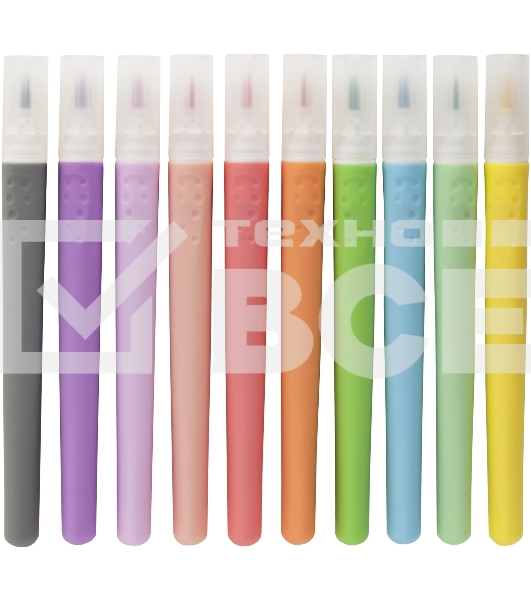 Фломастеры Silwerhof Create 13мм 146мм кисть, вентилируемый колпачок, 10 цветов, пакет с европодвесом