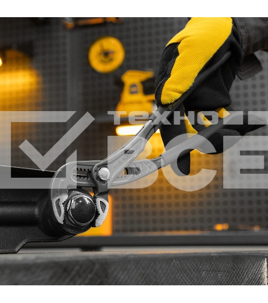 Клещи переставные Denzel кнопочный механизм, обливные рукоятки, 250 мм