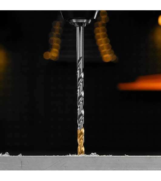 Сверло спиральное по металлу Denzel 6,5 х 148 мм, Р6М5, Golden Tip, удлиненное