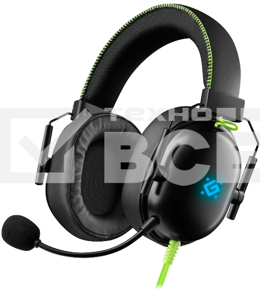 Гарнитура проводная игровая Defender Toxic черный, 7.1, LED, провод 2 м