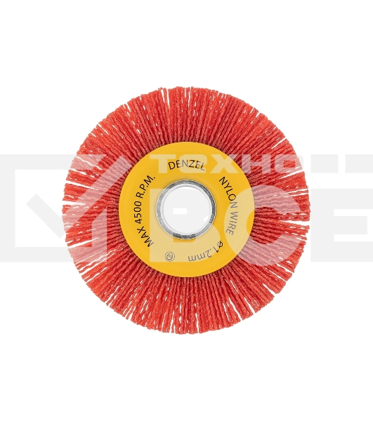 Щетка для УШМ Denzel 125 мм, плоская, нейлоновая щетина, посадка 22,2 мм