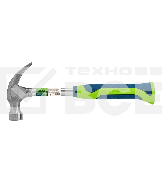 Молоток-гвоздодер Сибртех металлическая трубчатая обрезиненная рукоятка, вес 450 гр., боек 27 мм