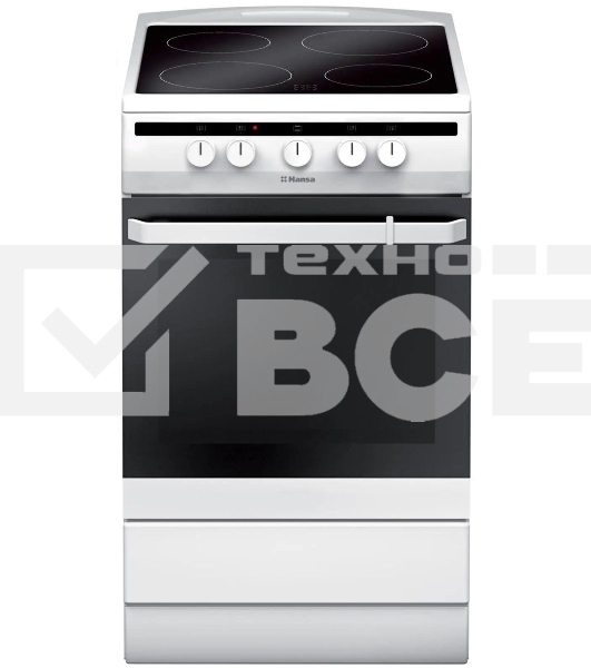 Плита электрическая Hansa FCCW54002 белый, конфорок 4 шт, духовка 68 л, 50 см x 85 см x 60 см