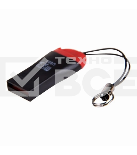 Кард-ридер Rexant 18-4110/черный-красный/SD/microSD/microSDHC/USB 2.0/пластик