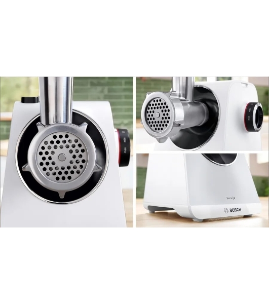 Мясорубка электрическая Bosch MFWS607W белый, 2100 Вт, 3.5 кг/мин, реверс, насадки - 4