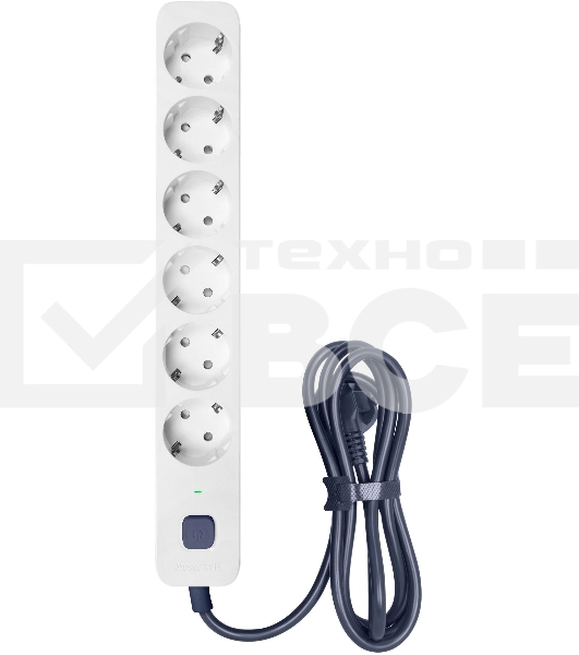 Сетевой фильтр Powercom SP-06W 3,0 м 3.0 м, 6 розеток, белый/серый, коробка