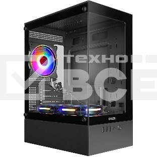 Компьютерный корпус Ginzzu CL475 mATX FAN 3*12LC4 передняя панель Стекло