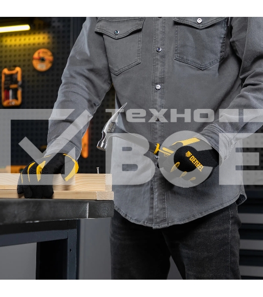 Молоток-гвоздодер Denzel 350 г, цельнометаллический, двухкомпонентная рукоятка