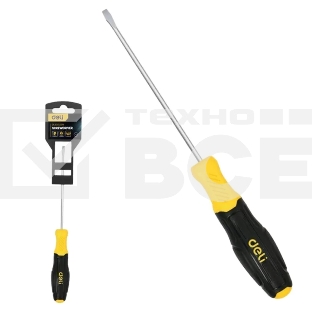 Отвертка шлицевая Deli DL6350751N 5х75мм сталь Cr-V, двухкомпонентная прорезиненная рукоять