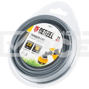 Леска для триммера Denzel армированная алюминием квадратная, 2,0мм х 15м, блистер ALUFLEX