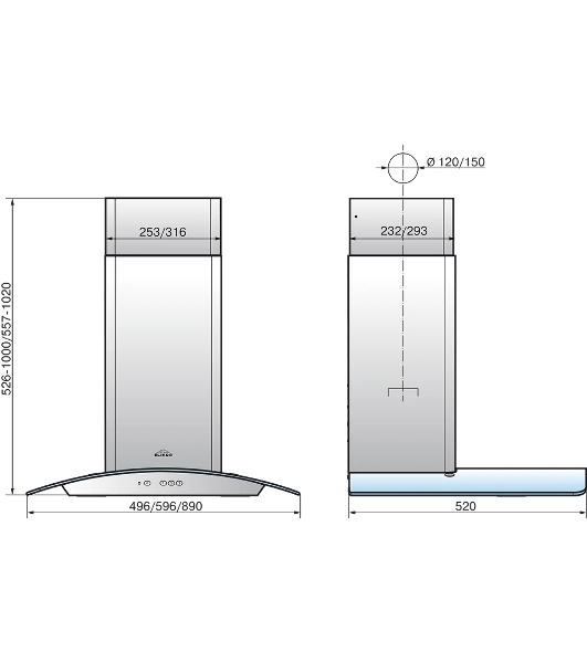Вытяжка каминная Elikor Аметист 90Н-650-К3Д серебристый, 90 см, 650 куб. м/ч, 54 дБ