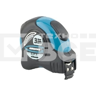 Рулетка GROSS 'Schlagfest', 3 м x 19 мм, магн. обрезиненный зацеп, двухст. шкала, нейлоновое покр. 31111