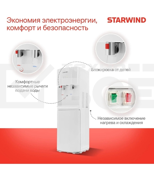 Кулер Starwind SW-1113EW напольный электронный белый