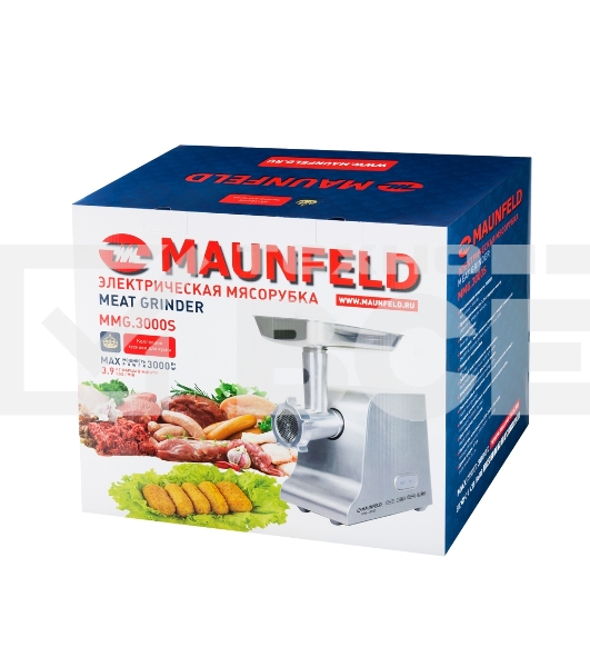 Мясорубка Maunfeld MMG.3000S нержавеющая сталь, 3000 Вт