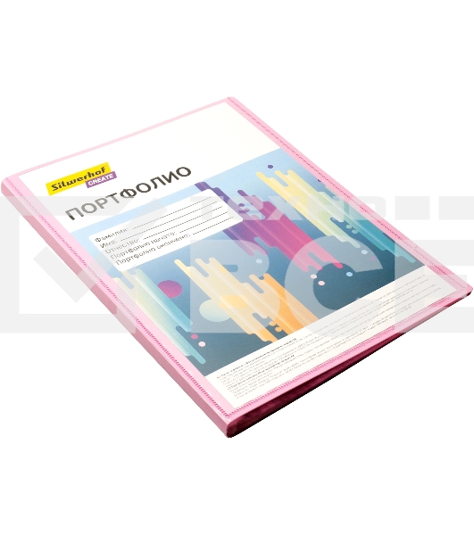 Папка-портфолио с 40 прозрачными вкладками Silwerhof Create SCR-P40PIN A4, пластик, 0.7мм, карман на лицевой стороне, розовый