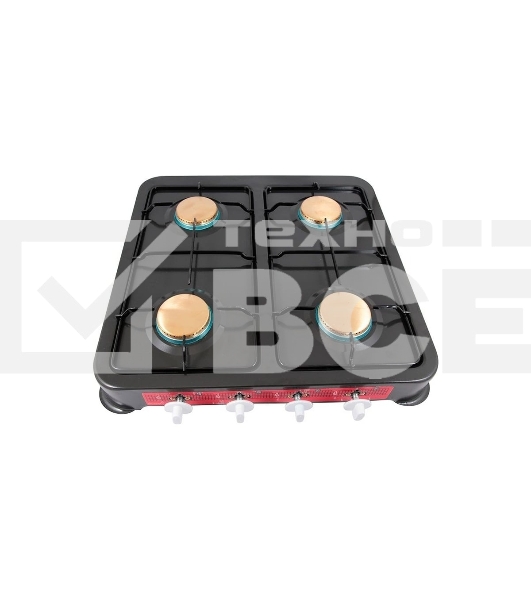 Плита настольная газовая Energy EN-004B чёрный, 6,4 кВт, газовая горелка, конфорки - 4, эмалированная сталь, поворотные переключатели