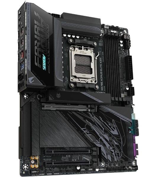 Материнская плата Gigabyte X870E AORUS ELITE X, AM5, AMD X870E, 4xDDR5, 4xSATA, 4xM.2, 1xPCIe 5.0 x16, 1xPCIe 4.0 x16, 1xPCIe 3.0 x16, 1xHDMI, 1x5Gb LAN, Wi-Fi 7, Bluetooth 5.4, 2xUSB-C 40Gbps (USB4), 1xUSB-C 10Gbps, 5xUSB-A 10Gbps, 3xUSB-A 5Gbps, 3x3.5 мм + S/PDIF оптический, 7.1, ATX