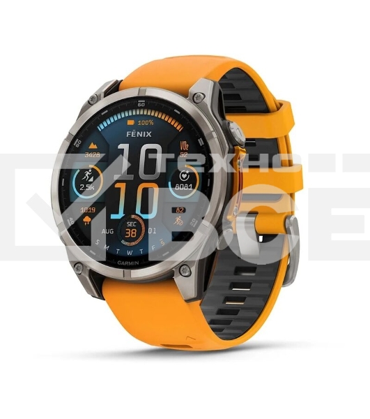 Смарт-часы Garmin Fenix 8 AMOLED Sapphire титановый серый, оранжевый 47мм