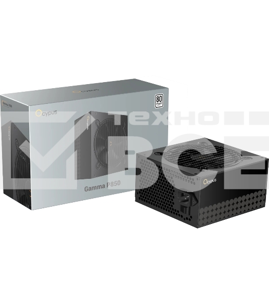 Блок питания 850W Ocypus Gaммa P850 BK (ATX, 80 PLUS, APFC, 20+4 pin, 120мм fan, PCI-E 6+2Px4, 6xSATA) (Gaммa-P850-W1HDBK024X-EU)